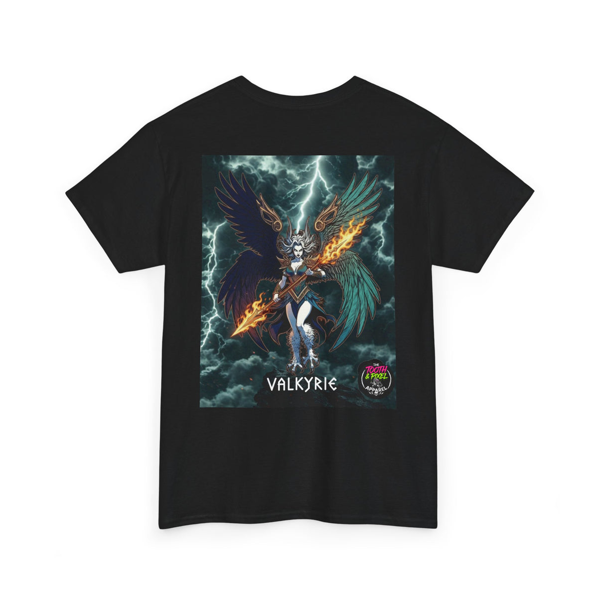 Tooth and Pixel- Flight of-the Valkyrie Graphic Tee — Mythic Valkyrie Warrior T‑Shirt