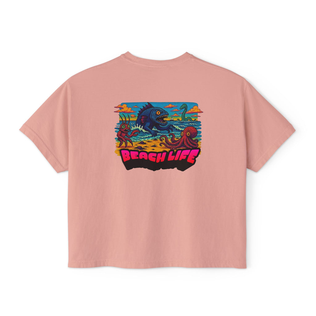 T&P- Whimsical Beach Life Women's Boxy Tee — Funny Scary Sea Creatures Vacation Shirt
