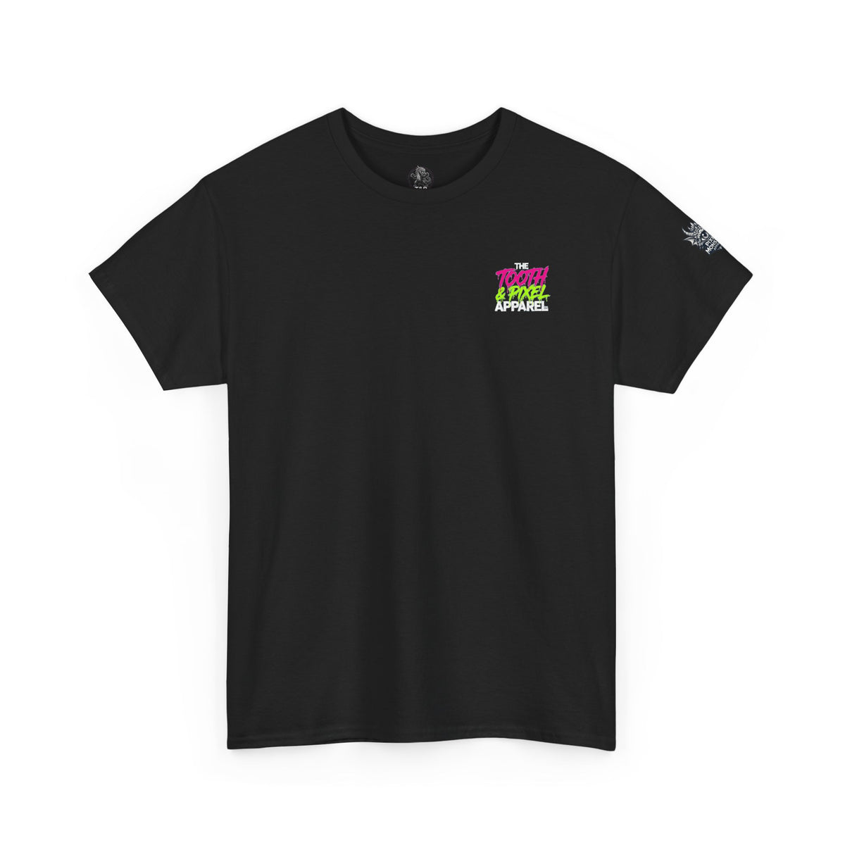 T&P- 'Ike' Green Cave Creature with Tooth and Pixel Logo. Unisex Adult Tee.