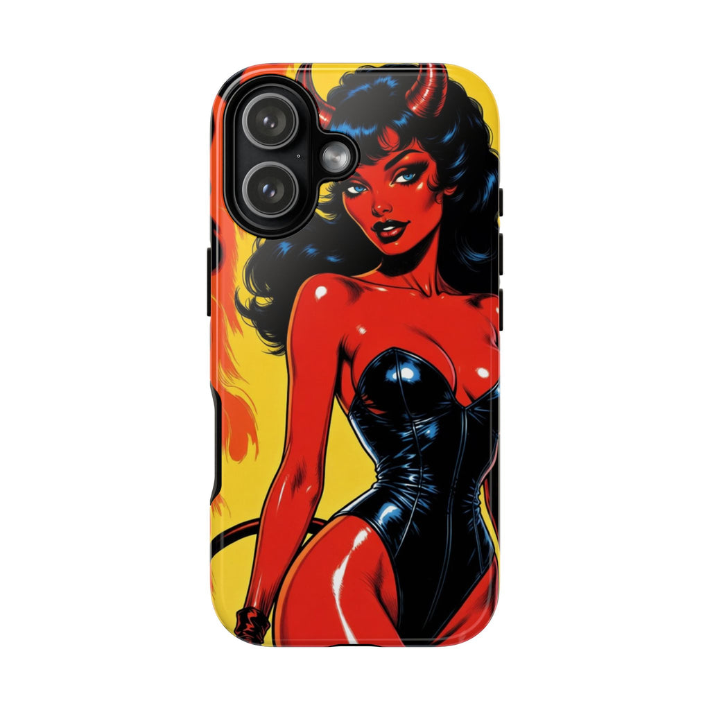 Devil Pin-Up Phone Case — Vintage Kitsch Flame Design