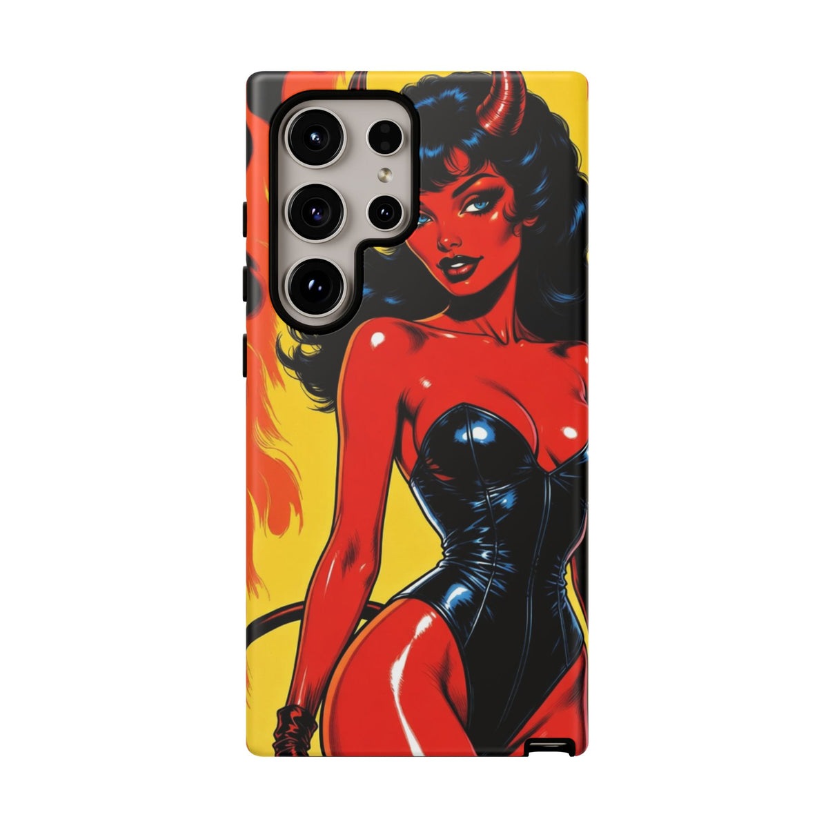 Devil Pin-Up Phone Case — Vintage Kitsch Flame Design