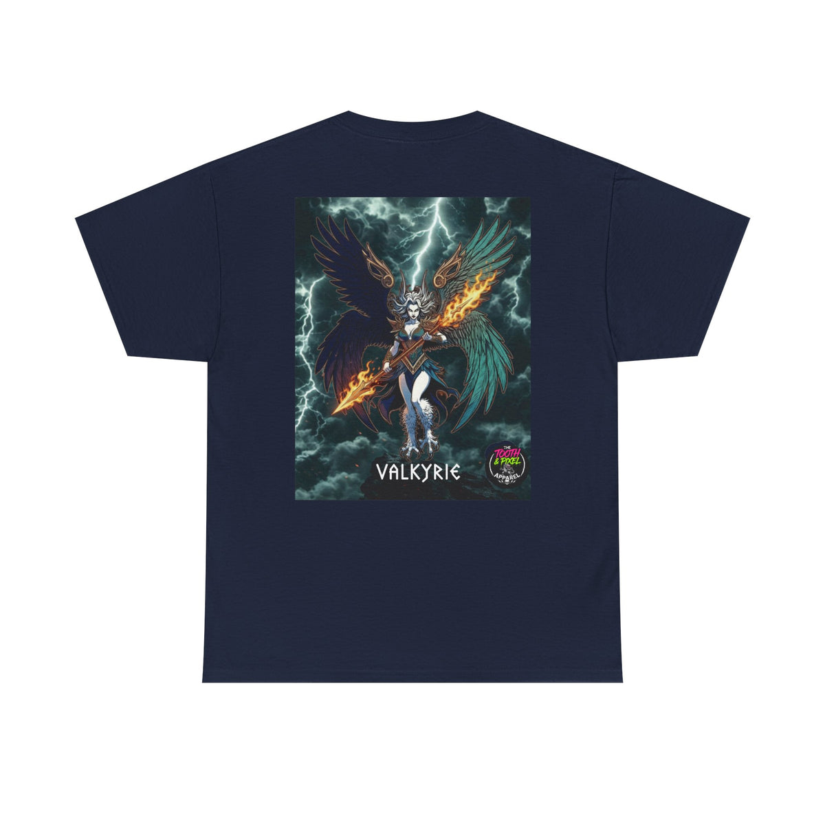 Tooth and Pixel- Flight of-the Valkyrie Graphic Tee — Mythic Valkyrie Warrior T‑Shirt