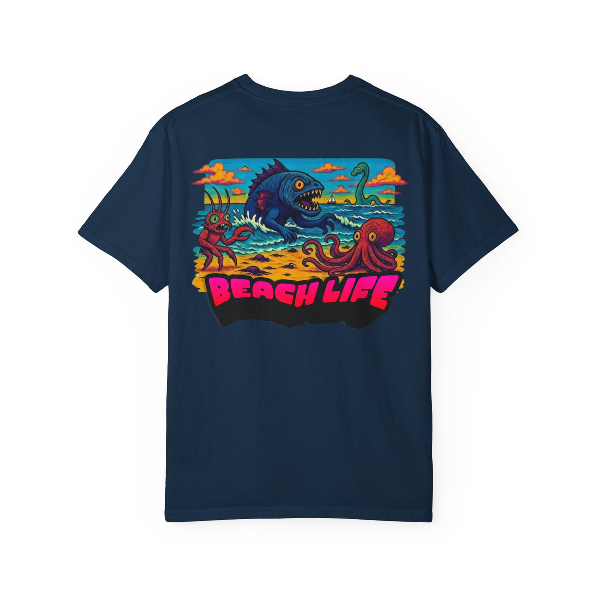 Tooth and Pixel- Funny Whimsical Beach Life T-Shirt — Retro Monster Surf Graphic Tee