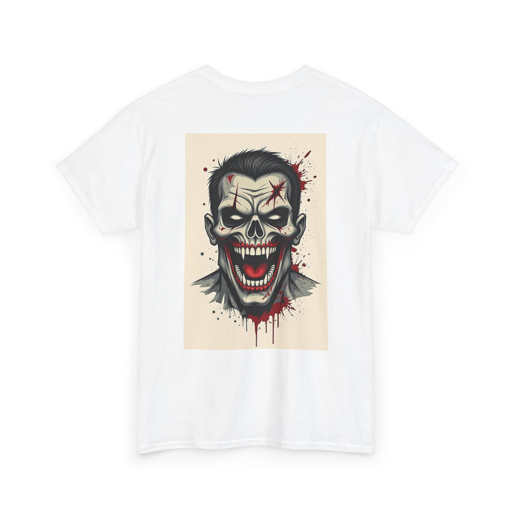 Gangland Vampire with Pixel Monster pocket logo T‑Shirt — Retro Gothic Vampire Streetwear Tee