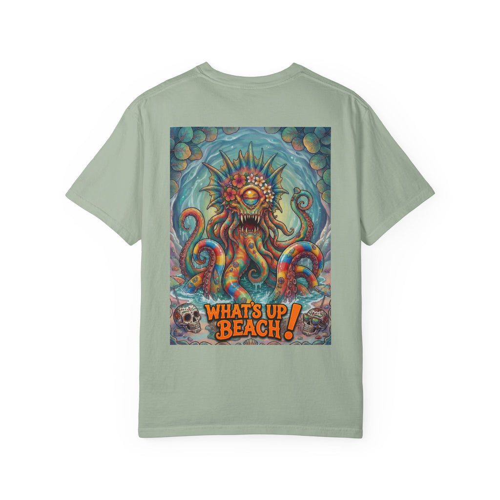 Tooth and Pixel - Beach Cthulhu T-Shirt — "What's Up Beach!" Graphic Tee-Paety joke, Hilarious.