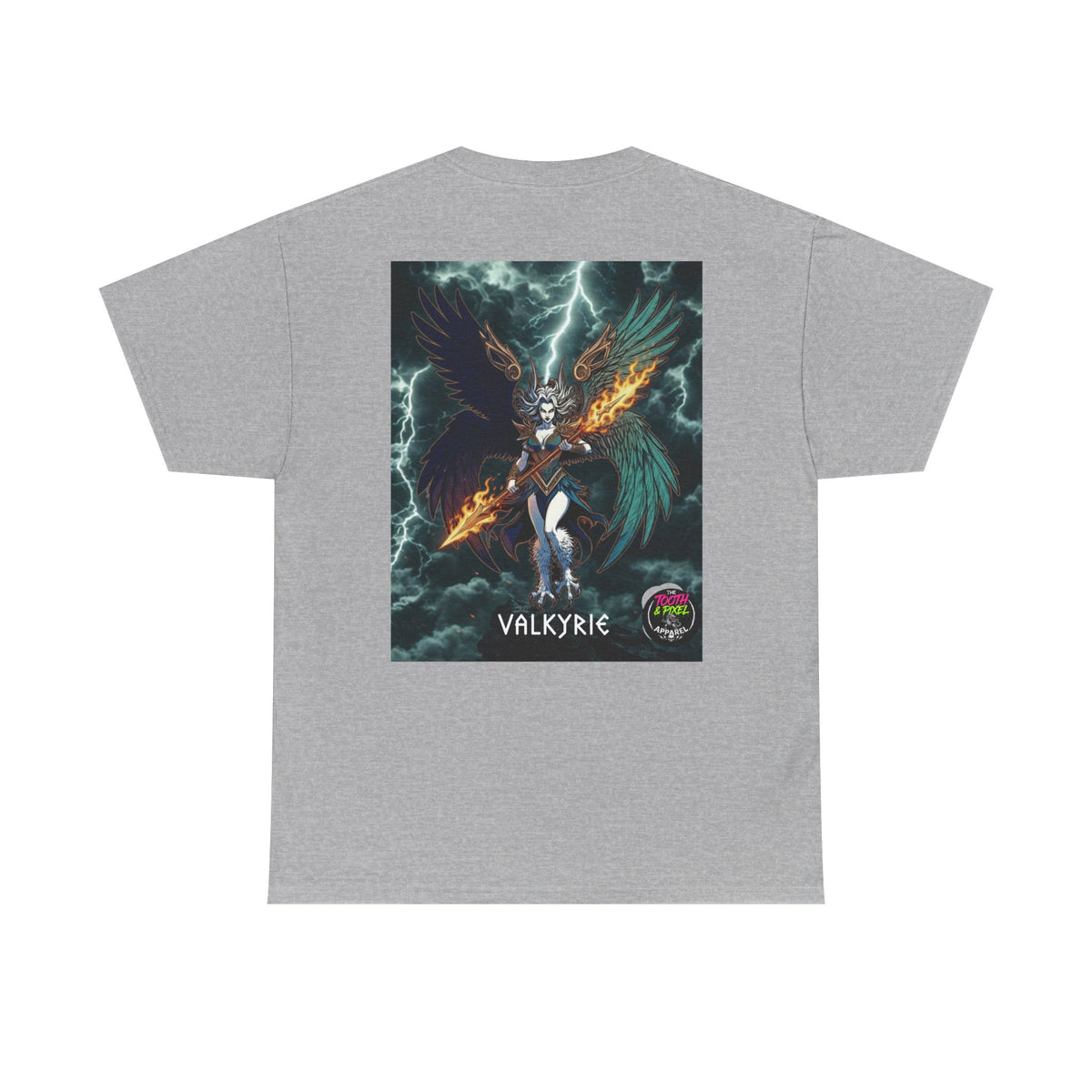 Tooth and Pixel- Flight of-the Valkyrie Graphic Tee — Mythic Valkyrie Warrior T‑Shirt