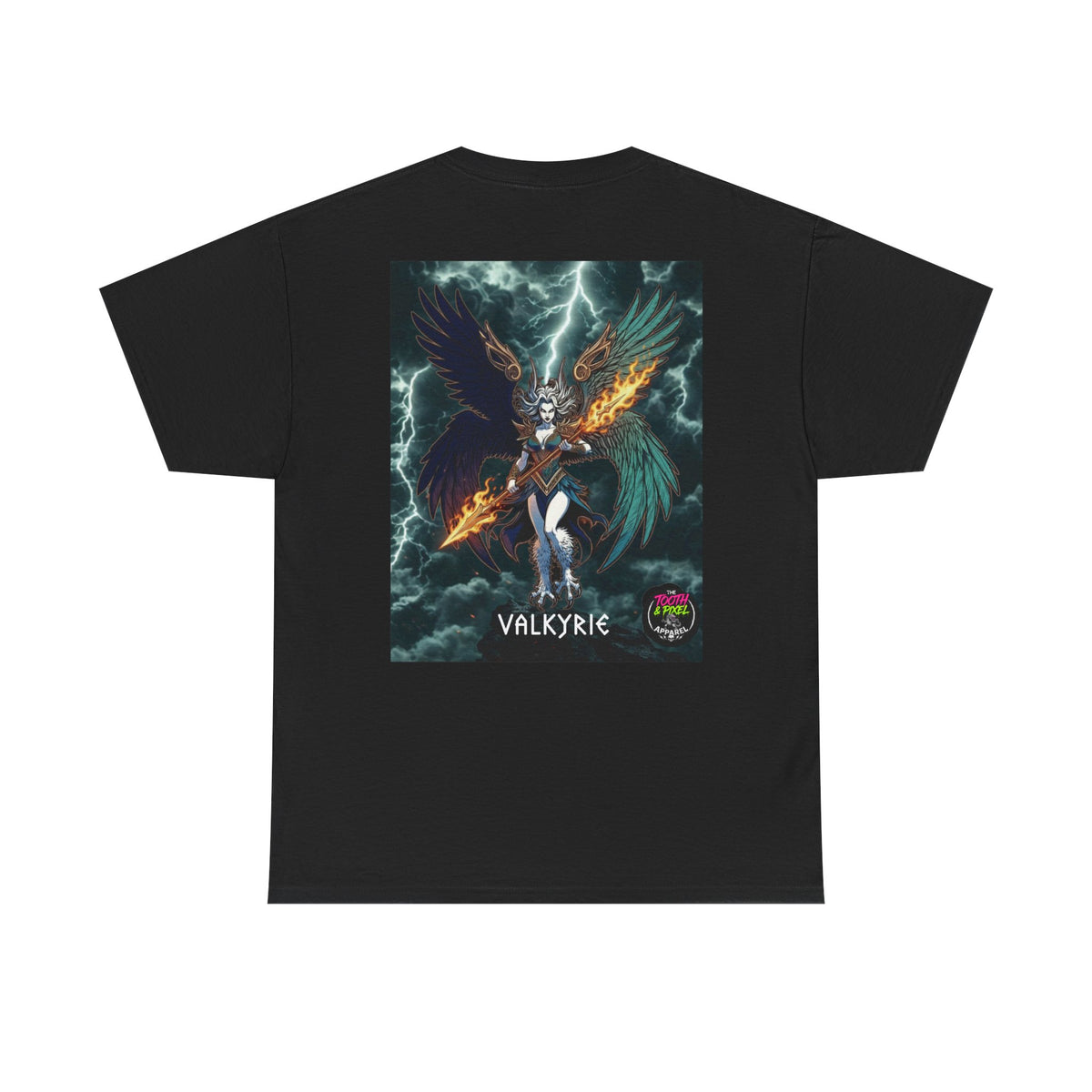 Tooth and Pixel- Flight of-the Valkyrie Graphic Tee — Mythic Valkyrie Warrior T‑Shirt