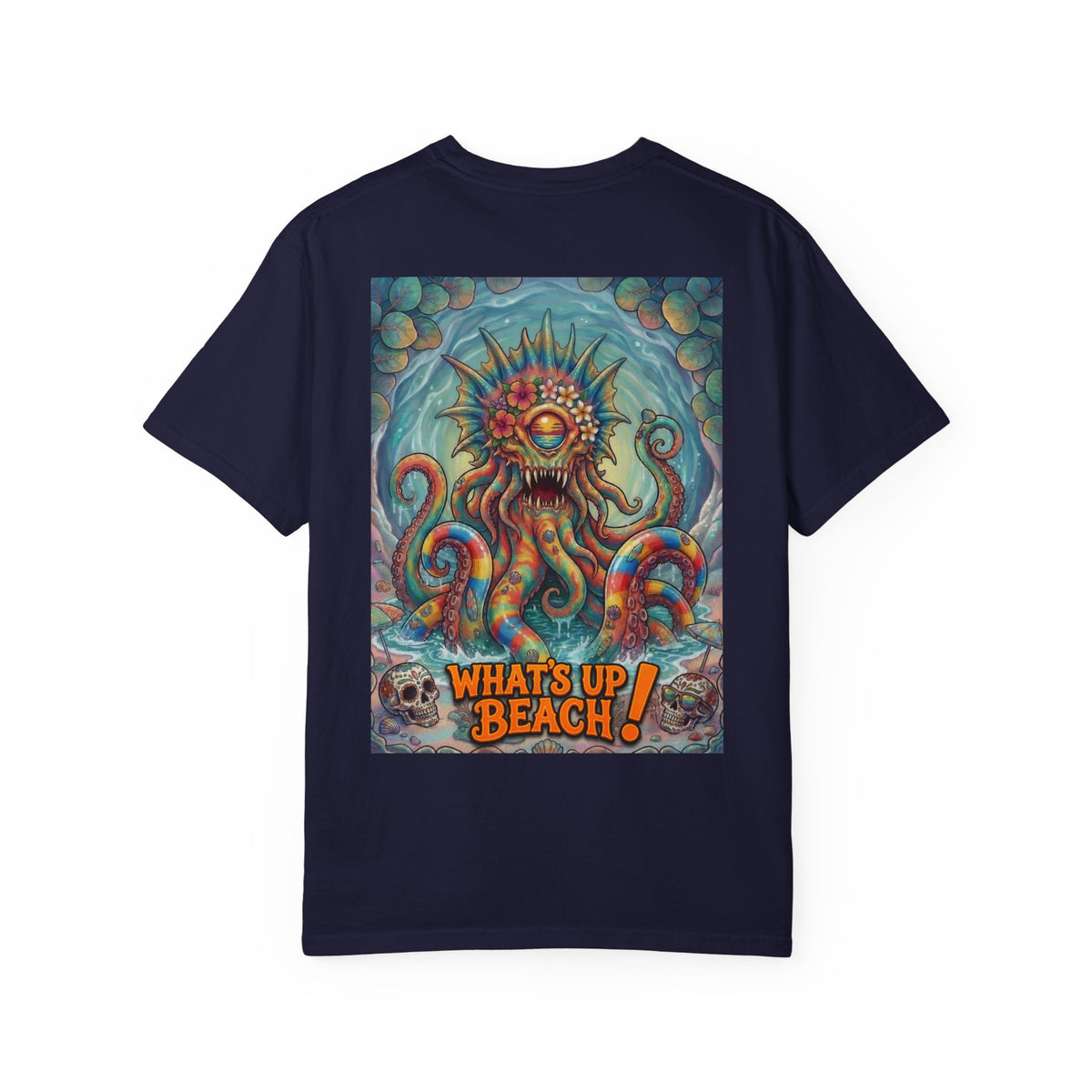 Tooth and Pixel - Beach Cthulhu T-Shirt — "What's Up Beach!" Graphic Tee-Paety joke, Hilarious.