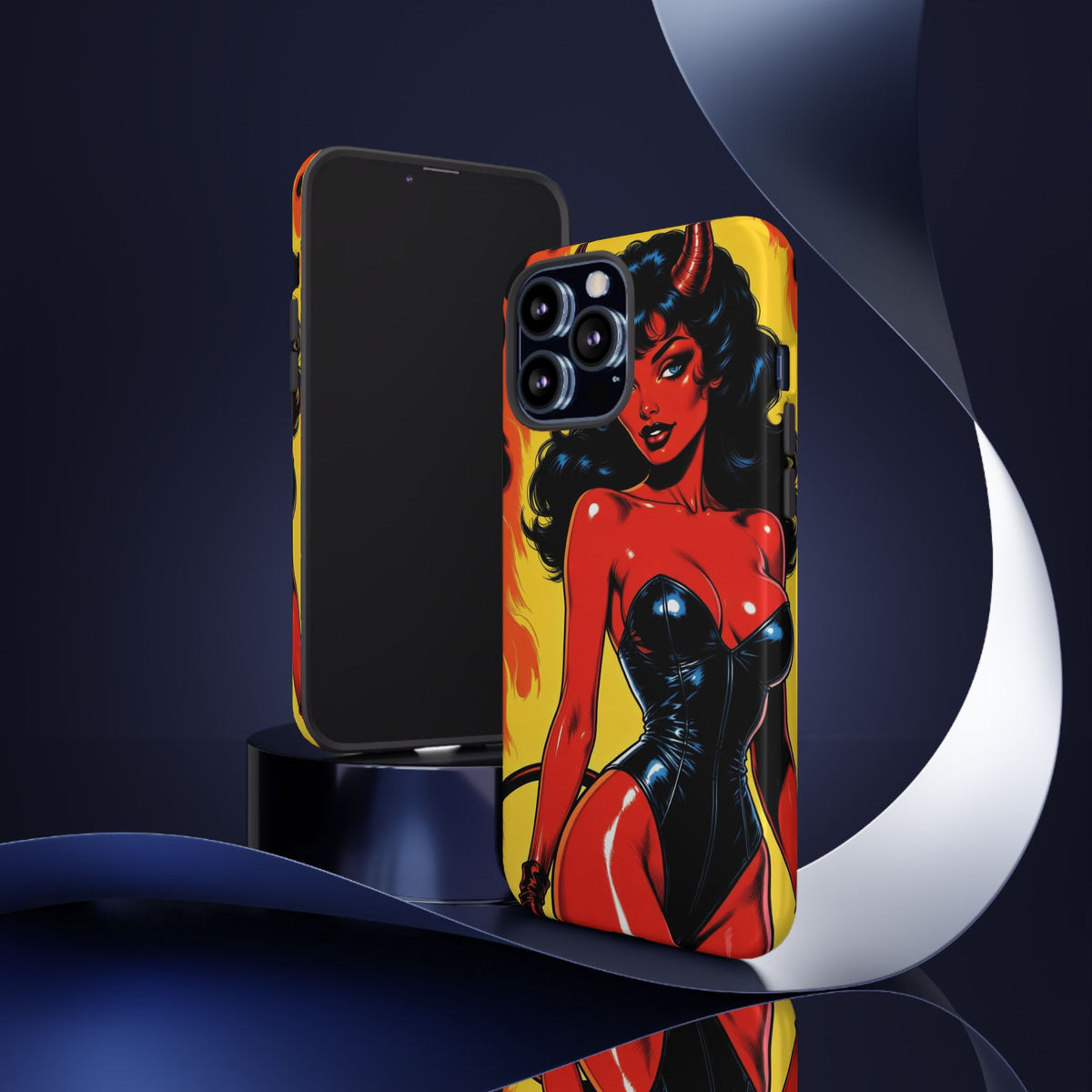 Devil Pin-Up Phone Case — Vintage Kitsch Flame Design