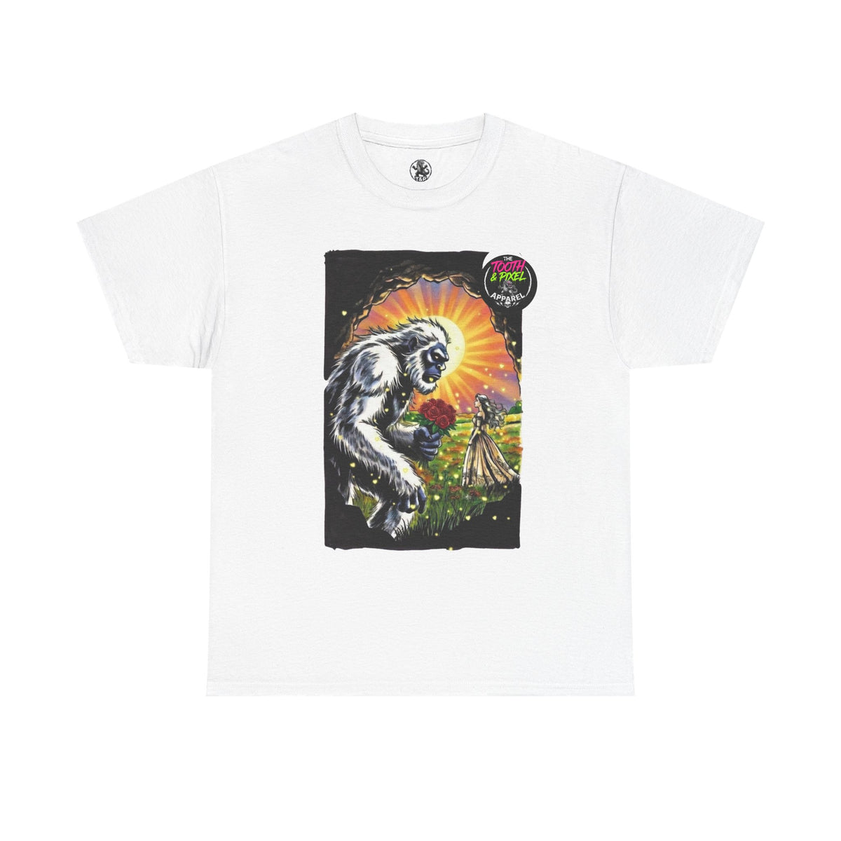 Tooth and Pixel- Valentine's Yeti Tee — "A Beast of a Gift" Romantic Graphic T-Shirt.