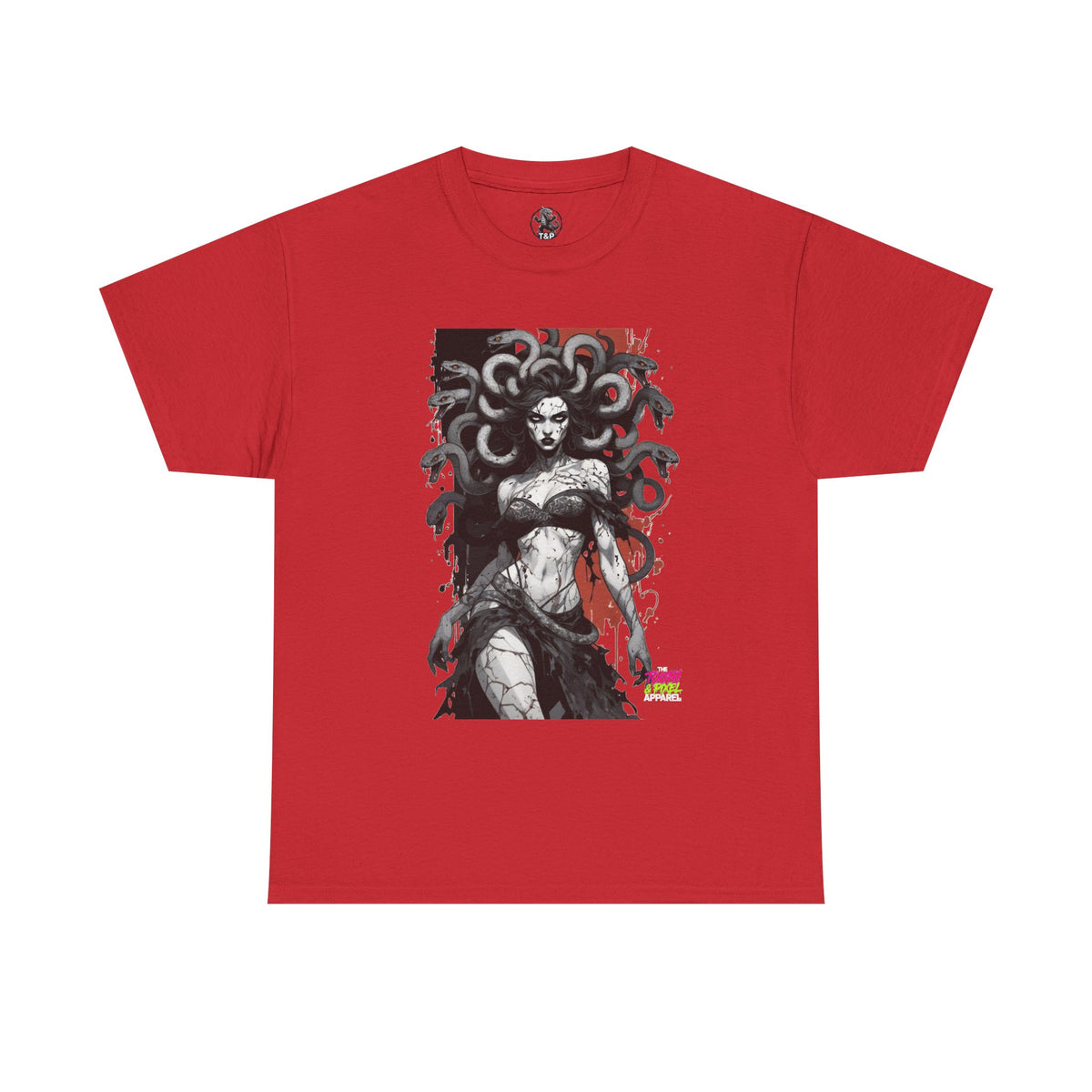 Tooth and Pixel- In the pale light Medusa Gothic Art Tee – Mythic Snake-Headed Woman Graphic Shirt