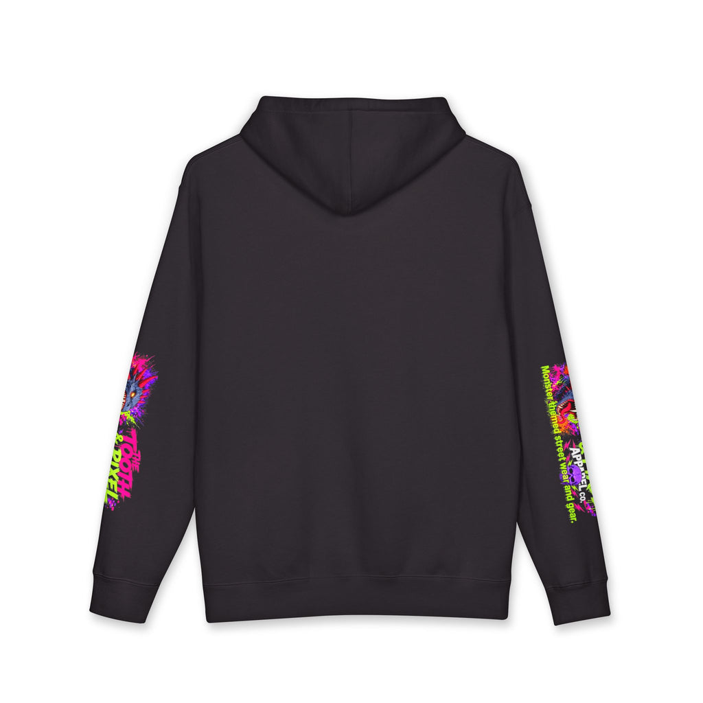 T&P- 'Ike'  Hoodie- Green Cave Creature with Tooth and Pixel Logo. Features colorful Sleeve branding