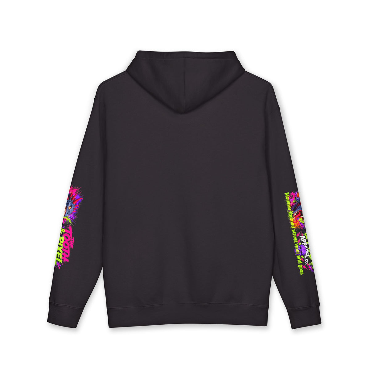 T&P- 'Ike'  Hoodie- Green Cave Creature with Tooth and Pixel Logo. Features colorful Sleeve branding