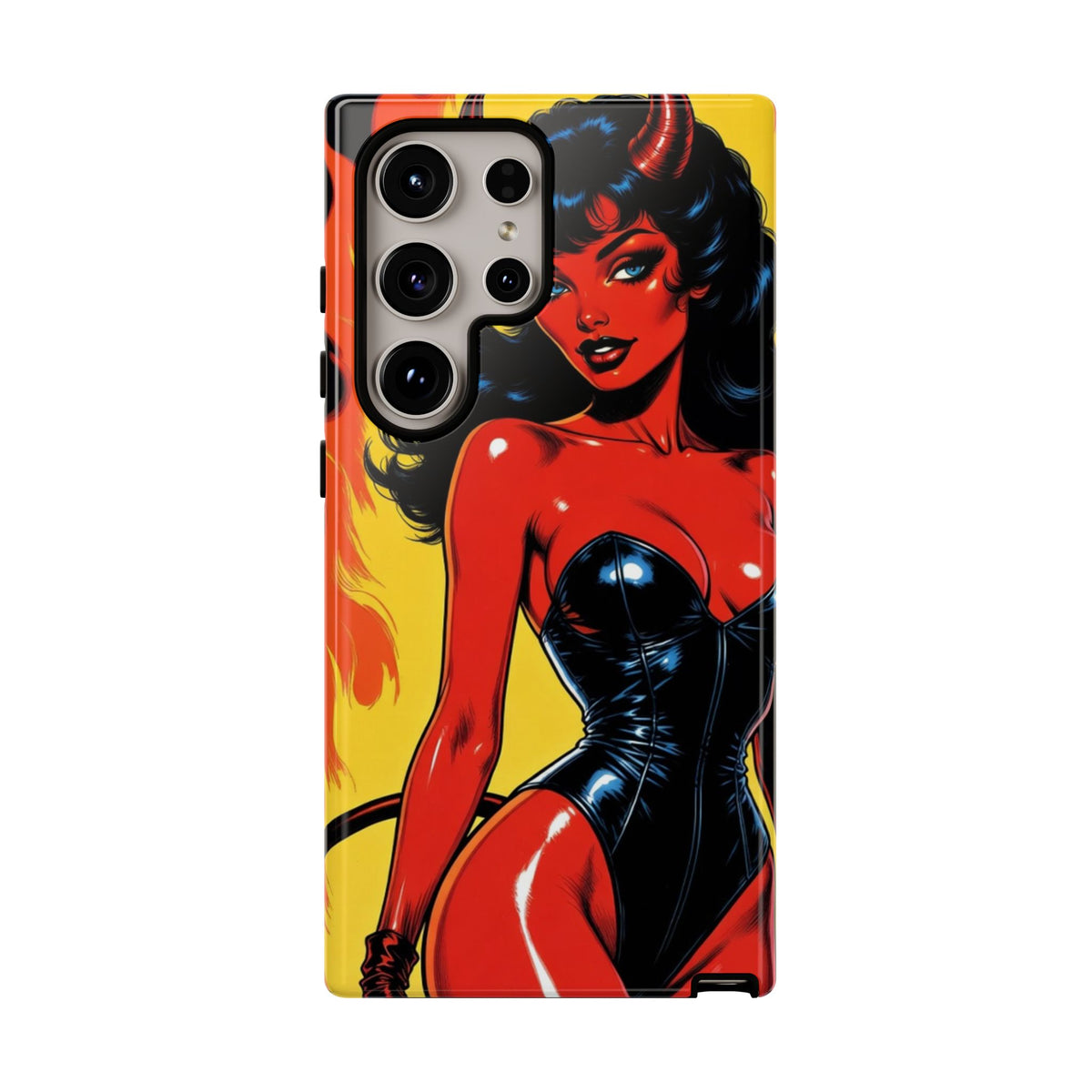 Devil Pin-Up Phone Case — Vintage Kitsch Flame Design