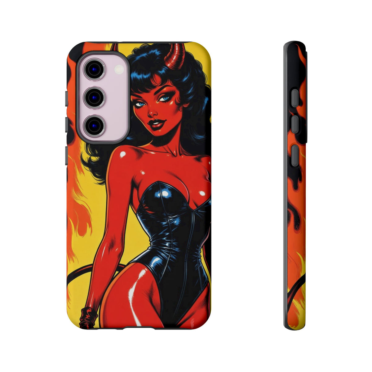 Devil Pin-Up Phone Case — Vintage Kitsch Flame Design