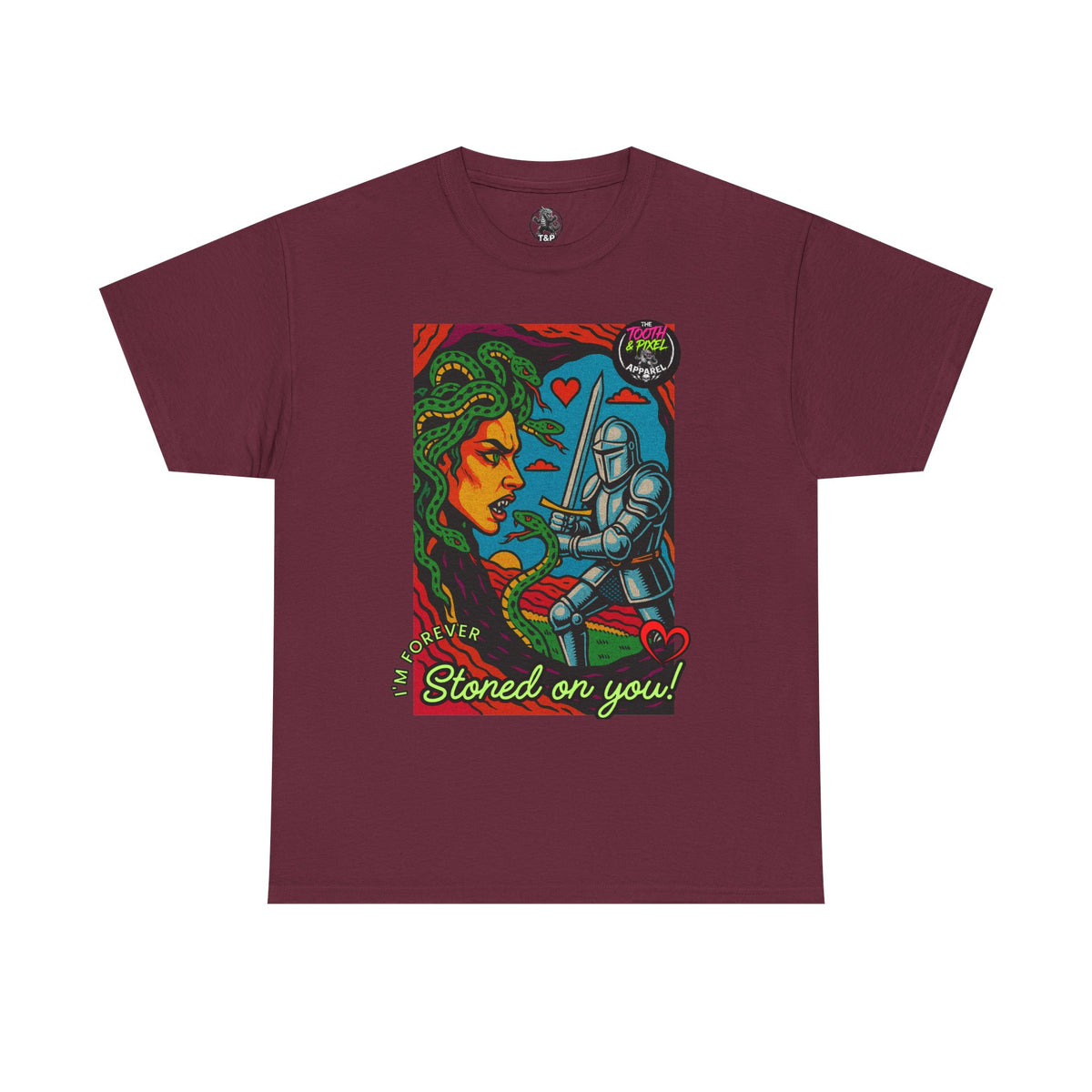 Tooth and Pixel- Valentine's Medusa Tee — "Stoned on You" Graphic T-Shirt