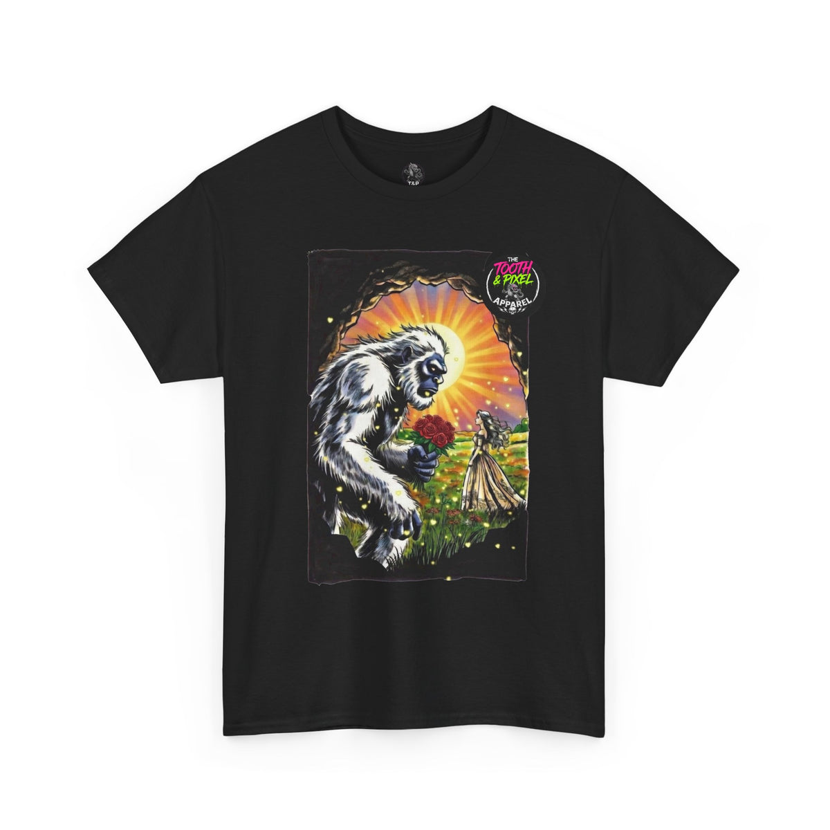 Tooth and Pixel- Valentine's Yeti Tee — "A Beast of a Gift" Romantic Graphic T-Shirt.