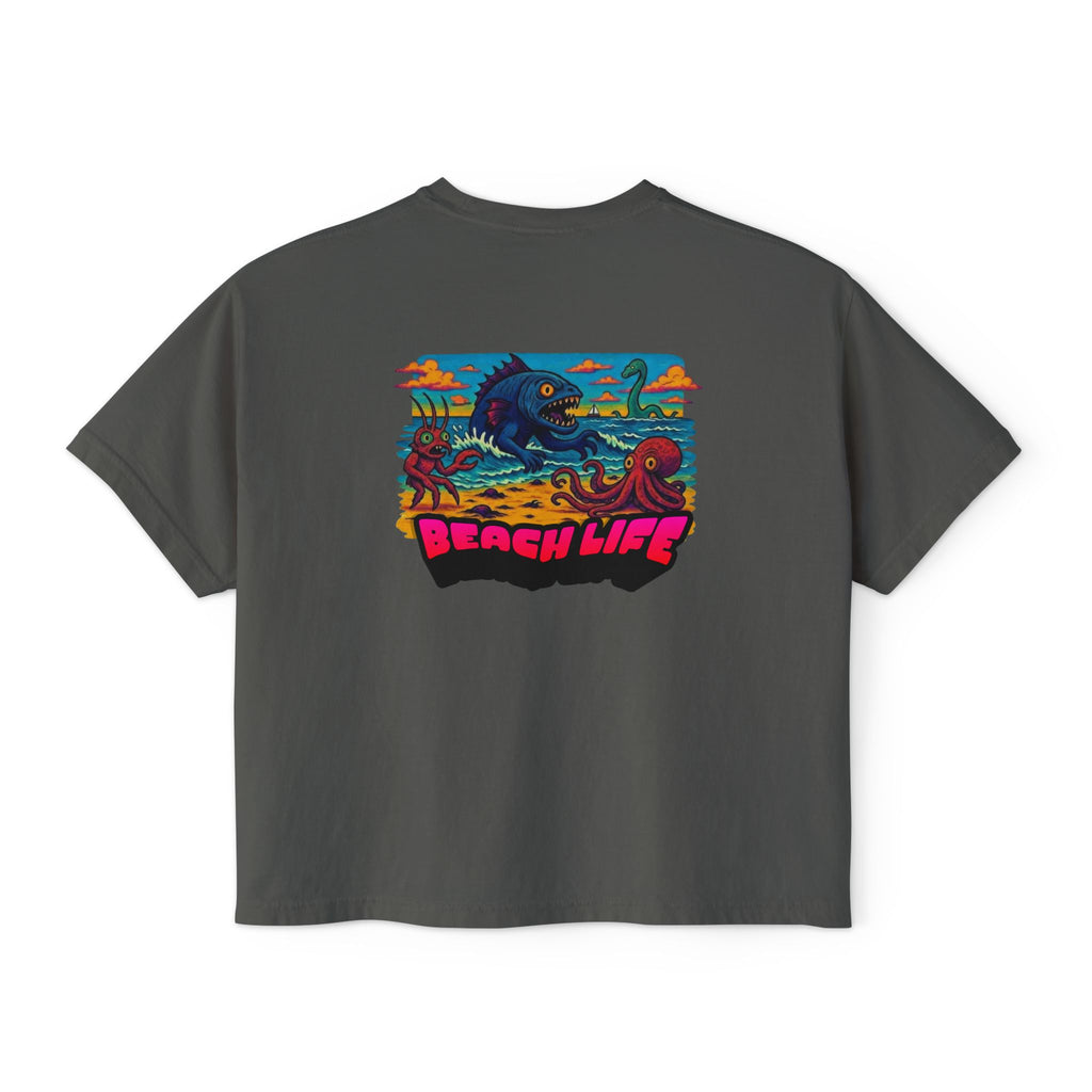 T&P- Whimsical Beach Life Women's Boxy Tee — Funny Scary Sea Creatures Vacation Shirt