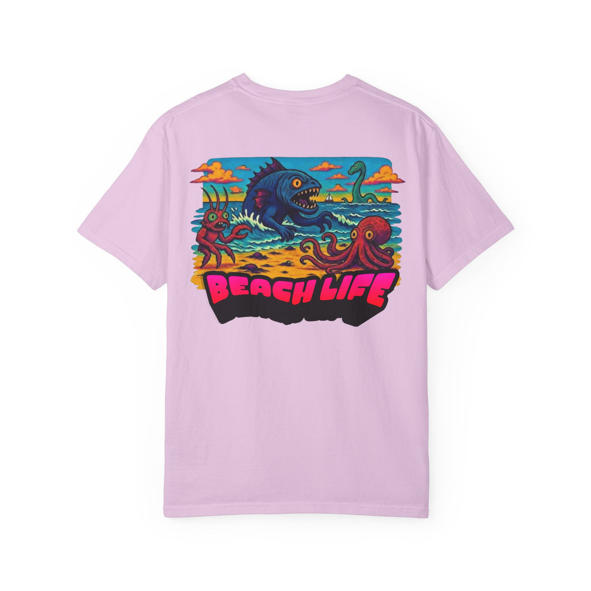 Tooth and Pixel- Funny Whimsical Beach Life T-Shirt — Retro Monster Surf Graphic Tee