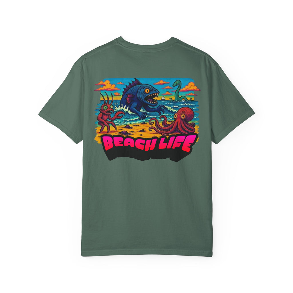 Tooth and Pixel- Funny Whimsical Beach Life T-Shirt — Retro Monster Surf Graphic Tee