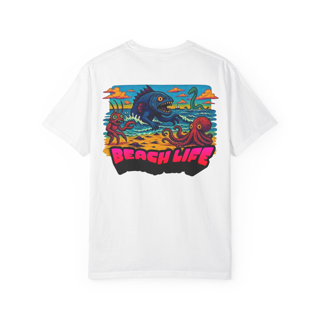 Tooth and Pixel- Funny Whimsical Beach Life T-Shirt — Retro Monster Surf Graphic Tee