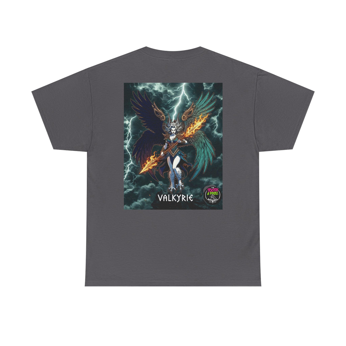 Tooth and Pixel- Flight of-the Valkyrie Graphic Tee — Mythic Valkyrie Warrior T‑Shirt