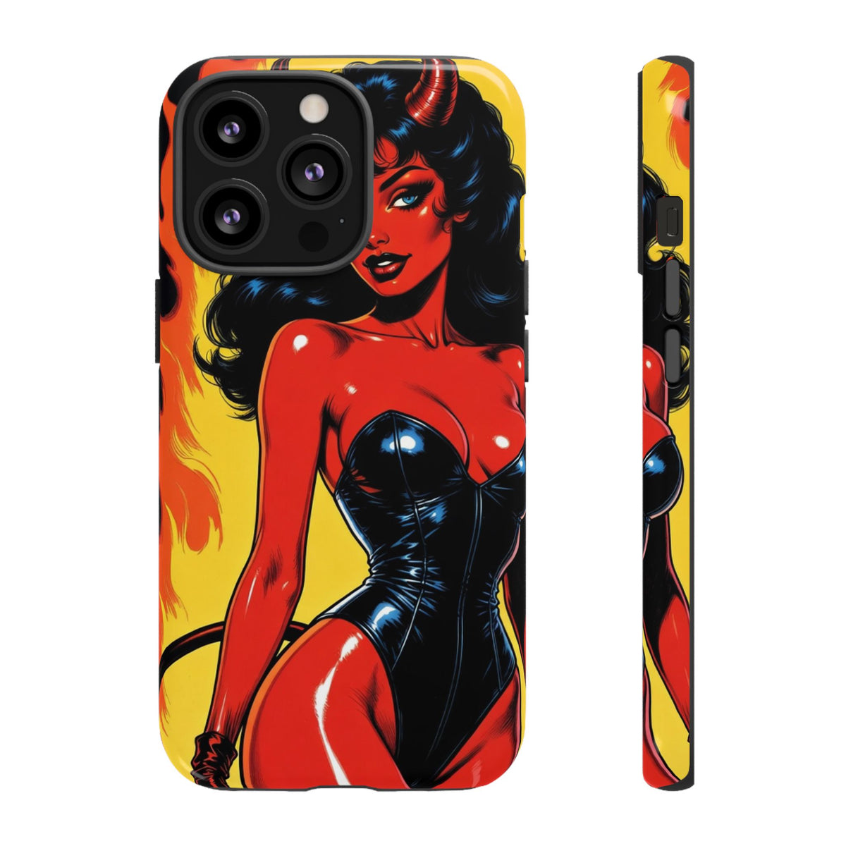 Devil Pin-Up Phone Case — Vintage Kitsch Flame Design