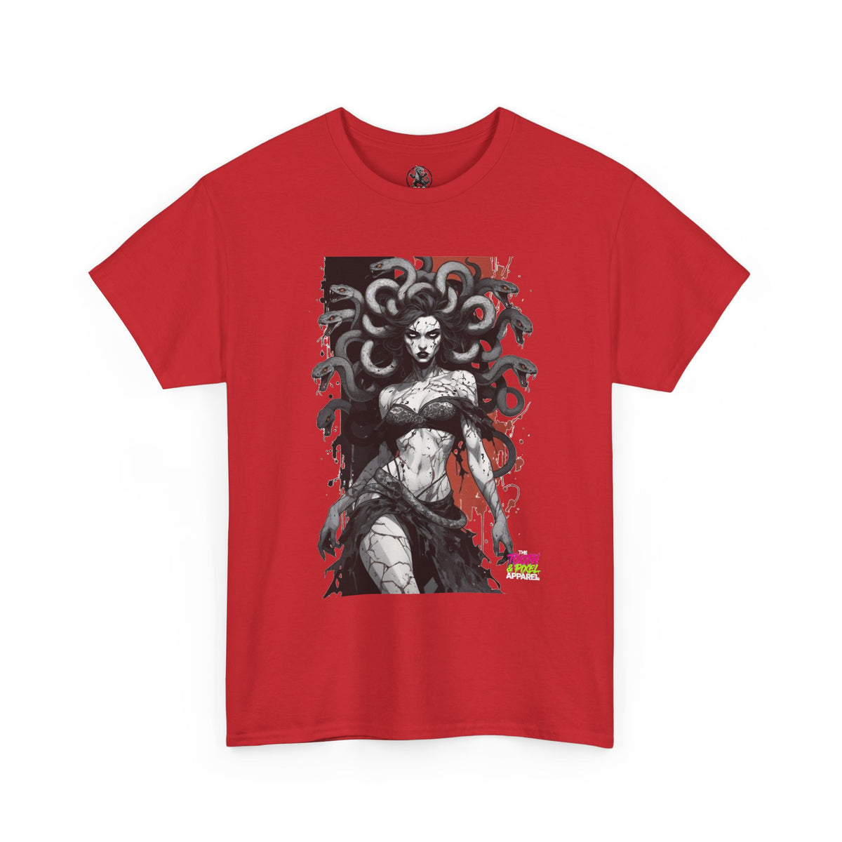 Tooth and Pixel- In the pale light Medusa Gothic Art Tee – Mythic Snake-Headed Woman Graphic Shirt